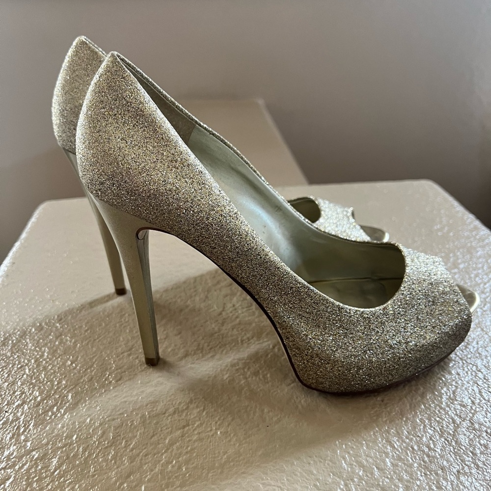 Gold GUESS peep toe heels - Size 10
